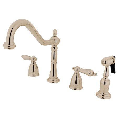 Kingston Brass Widespread Kitchen Faucet, Polished Nickel KB1796ALBS